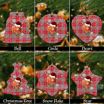 Moubray Tartan Christmas Ceramic Ornaments with Twinkle Highland Cattle Ceramic - Tartan Vibes Clothing