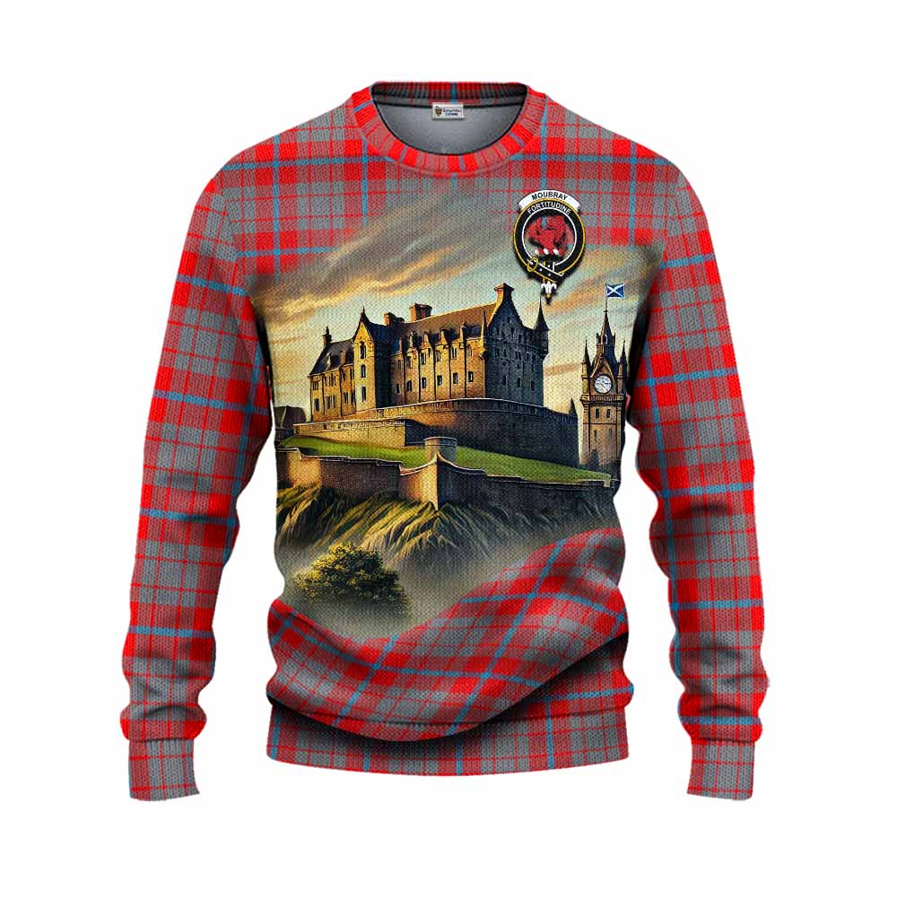 Moubray Tartan Family Crest Knitted Sweater with Scottish Ancient Castle Style Unisex - Tartan Vibes Clothing