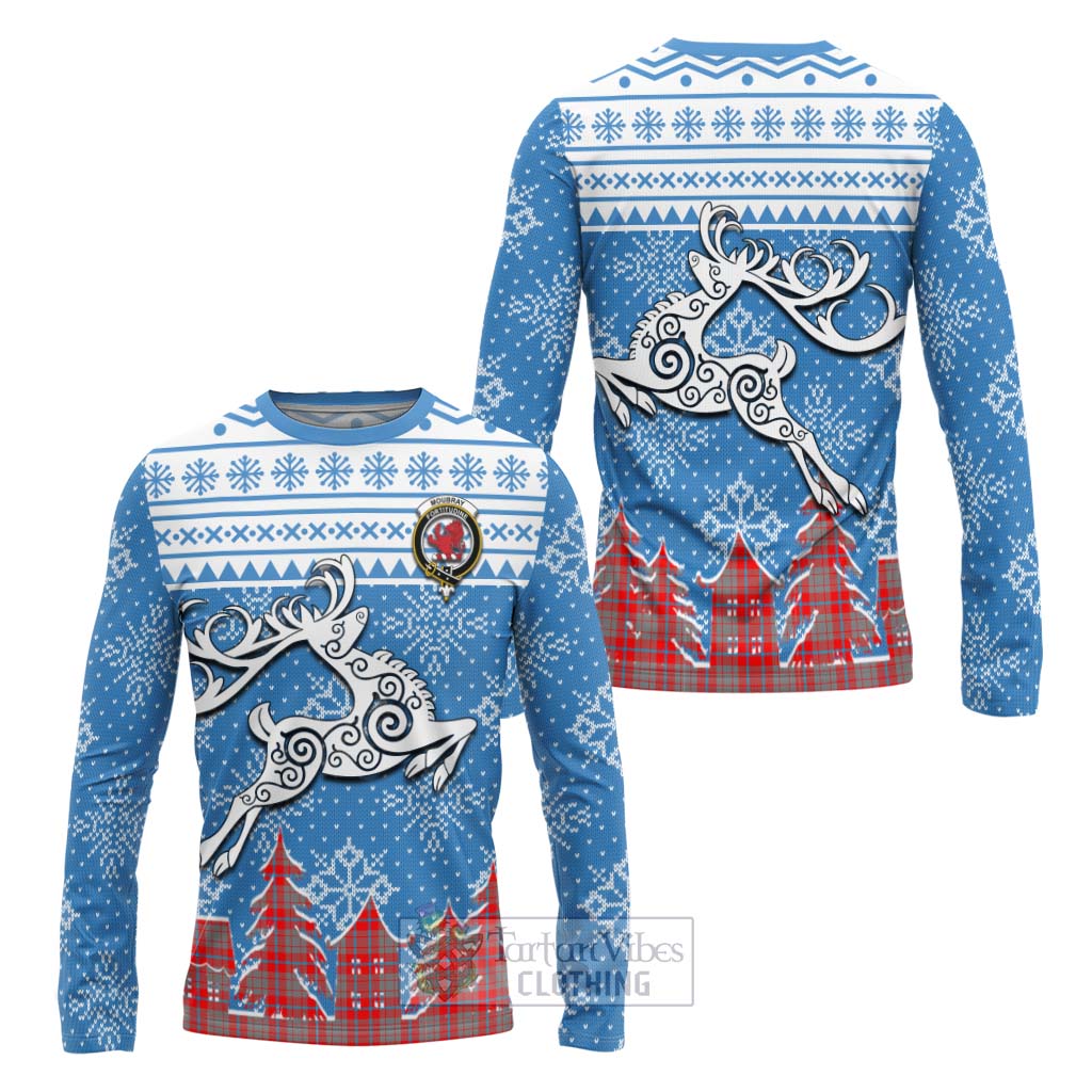 Moubray Clan Christmas Long Sleeve T-Shirt Celtic Reindeer Style Unisex - Tartan Vibes Clothing