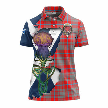 Moubray Tartan Family Crest Women's Polo Shirt Scottish Thistle Celtic Inspired Women - Tartan Vibes Clothing