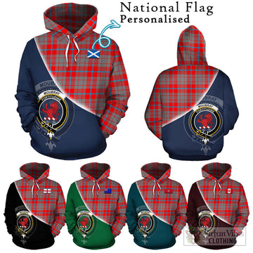 Moubray Tartan Hoodie with Personalised National Flag and Family Crest Half Style Zip Hoodie - Tartan Vibes Clothing