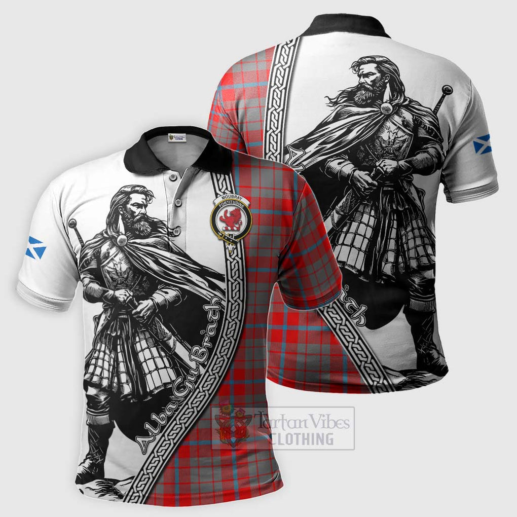Moubray Tartan Clan Crest Polo Shirt with Highlander Warrior Celtic Style Kid - Tartan Vibes Clothing