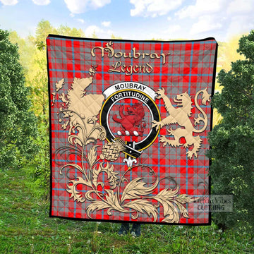Tartan Vibes Clothing Moubray Tartan Quilt with Family Crest and Scottish Symbol Style