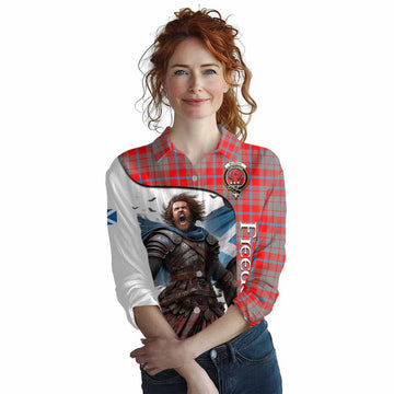 Tartan Vibes Clothing Moubray Crest Tartan Women's Casual Shirt Inspired by the Freedom of Scottish Warrior