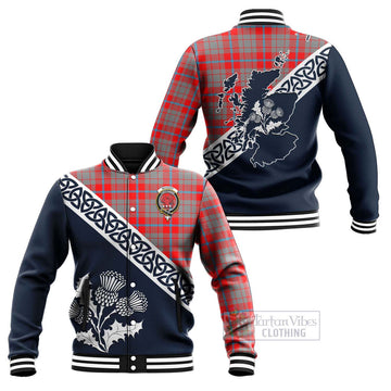 Moubray Tartan Baseball Jacket Featuring Thistle and Scotland Map Unisex - Tartan Vibes Clothing