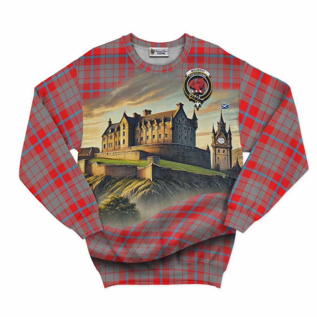 Moubray Tartan Family Crest Sweatshirt with Scottish Ancient Castle Style Unisex - Tartan Vibes Clothing
