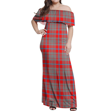 Moubray Tartan Off Shoulder Long Dress Women's Dress - Tartan Vibes Clothing