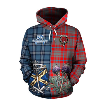 Moubray Tartan Cotton Hoodie Happy St. Andrew's Day Half Tartan Style Pullover Hoodie XS - Tartan Vibes Clothing