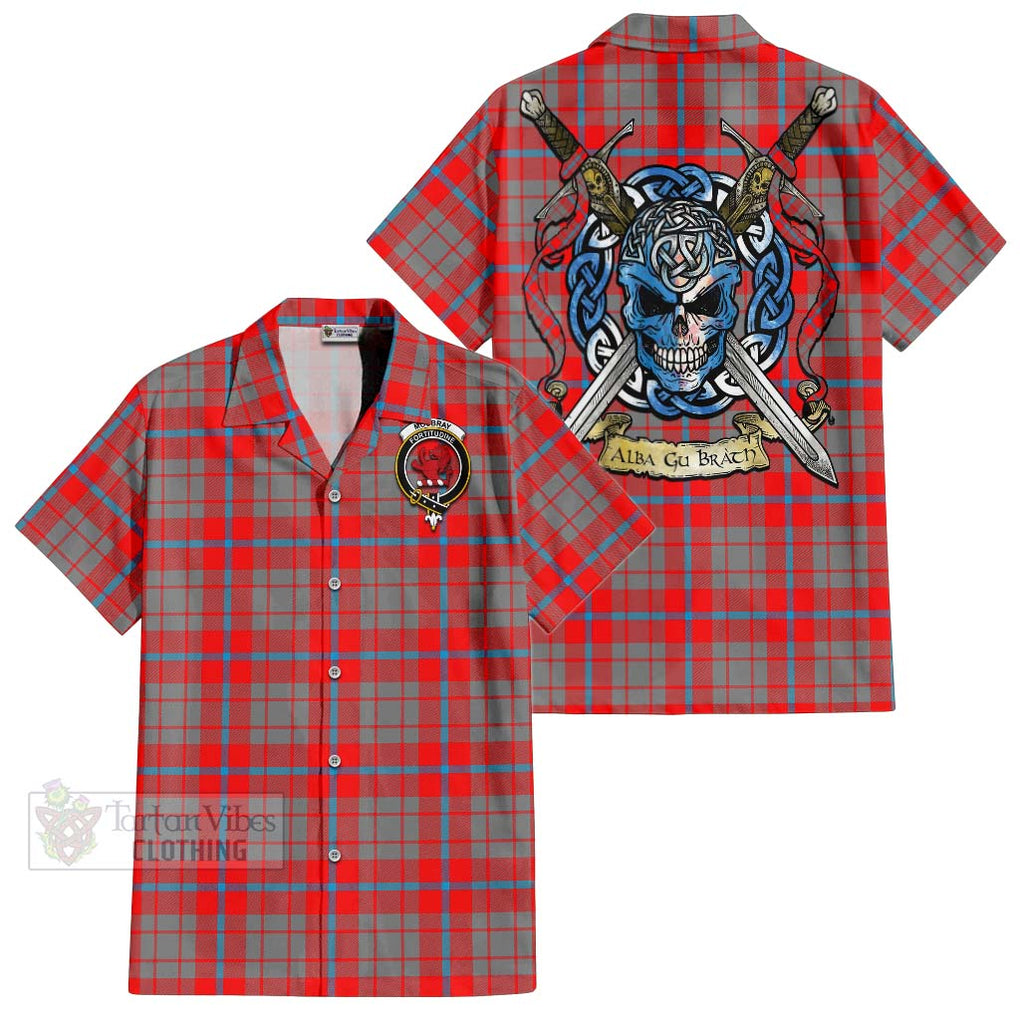 Moubray Tartan Hawaiian Shirt with Family Crest Celtic Skull Style Kid - Tartan Vibes Clothing