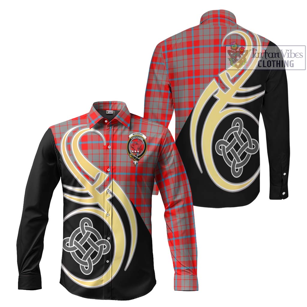 Moubray Tartan Long Sleeve Button Shirt with Family Crest and Celtic Symbol Style Men's Shirt S - Tartan Vibes Clothing