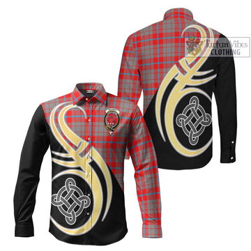 Moubray Tartan Long Sleeve Button Shirt with Family Crest and Celtic Symbol Style Men's Shirt S - Tartan Vibes Clothing