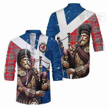 Moubray Tartan Ghillie Kilt Shirt with Family Crest Scottish Bagpiper Vibes Men - Tartan Vibes Clothing