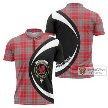 Moubray Tartan Zipper Polo Shirt with Family Crest Circle Style Unisex - Tartan Vibes Clothing