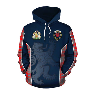 Moubray Tartan Cotton Hoodie with Family Crest and Lion Rampant Vibes Sport Style Pullover Hoodie XS - Tartan Vibes Clothing