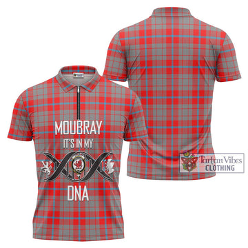 Moubray Tartan Zipper Polo Shirt with Family Crest DNA In Me Style Unisex - Tartan Vibes Clothing