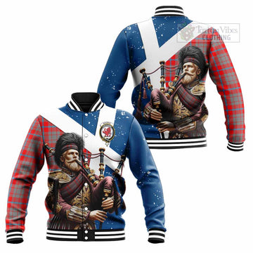 Moubray Tartan Baseball Jacket with Family Crest Scottish Bagpiper Vibes Unisex - Tartan Vibes Clothing