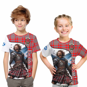 Tartan Vibes Clothing Moubray Crest Tartan Kid T-Shirt Inspired by the Freedom of Scottish Warrior