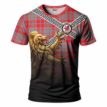 Moubray Crest Tartan T-Shirt with Golden Lion Emblem Celtic Style Kid's Shirt - Tartan Vibes Clothing