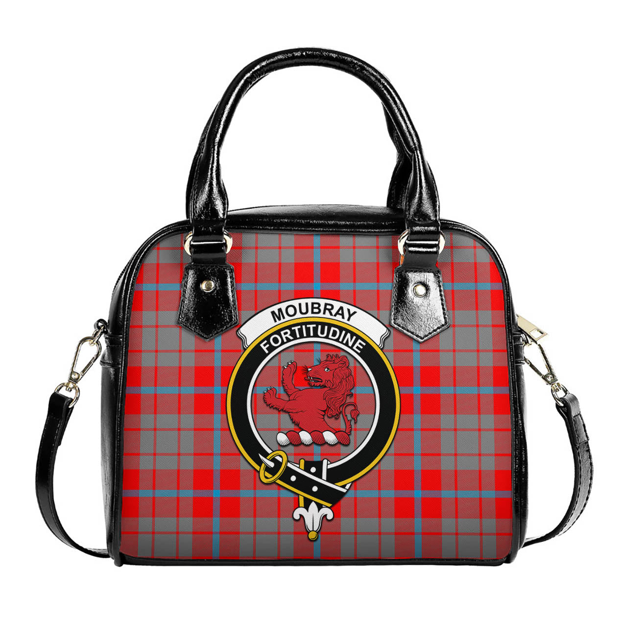 Moubray Tartan Shoulder Handbags with Family Crest One Size 9*21*24 cm (3.54*8.27*9.45 inches) - Tartan Vibes Clothing