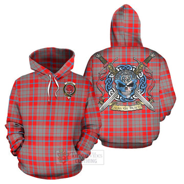 Moubray Tartan Hoodie with Family Crest Celtic Skull Style Zip Hoodie - Tartan Vibes Clothing