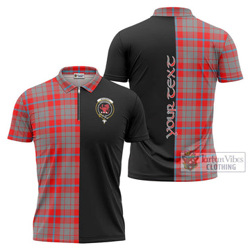 Moubray Tartan Zipper Polo Shirt with Family Crest and Half Of Me Style Unisex - Tartan Vibes Clothing
