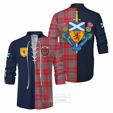 Moubray Tartan Ghillie Kilt Shirt Alba with Scottish Lion Royal Arm Half Style Men - Tartan Vibes Clothing