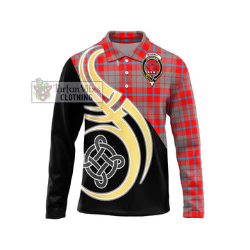 Moubray Tartan Long Sleeve Polo Shirt with Family Crest and Celtic Symbol Style Unisex - Tartan Vibes Clothing