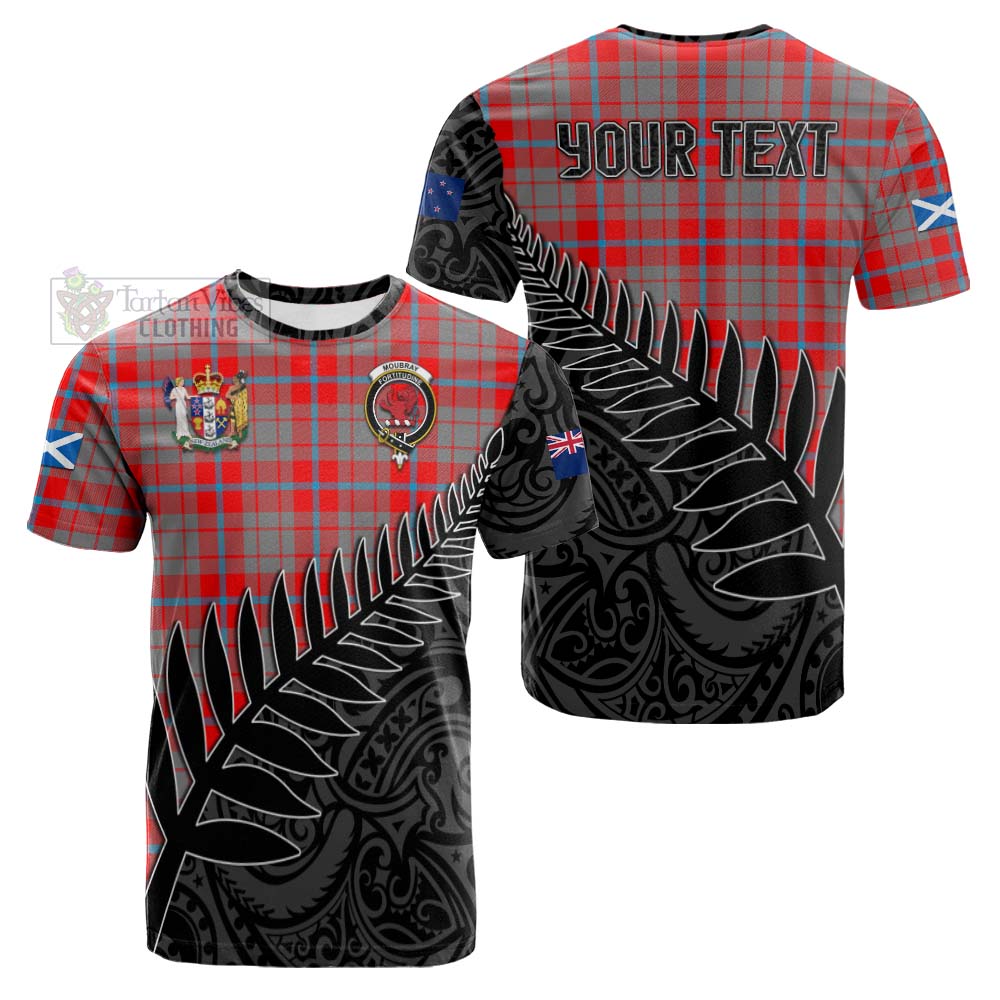 Tartan Vibes Clothing Moubray Crest Tartan Cotton T-shirt with New Zealand Silver Fern Half Style