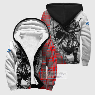 Moubray Tartan Clan Crest Sherpa Hoodie with Highlander Warrior Celtic Style Unisex S - Tartan Vibes Clothing