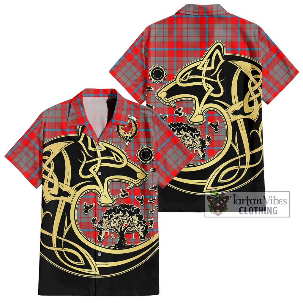 Moubray Tartan Hawaiian Shirt with Family Crest Celtic Wolf Style Kid - Tartan Vibes Clothing