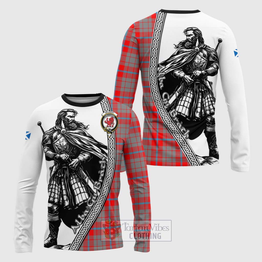 Moubray Tartan Clan Crest Long Sleeve T-Shirt with Highlander Warrior Celtic Style Unisex - Tartan Vibes Clothing