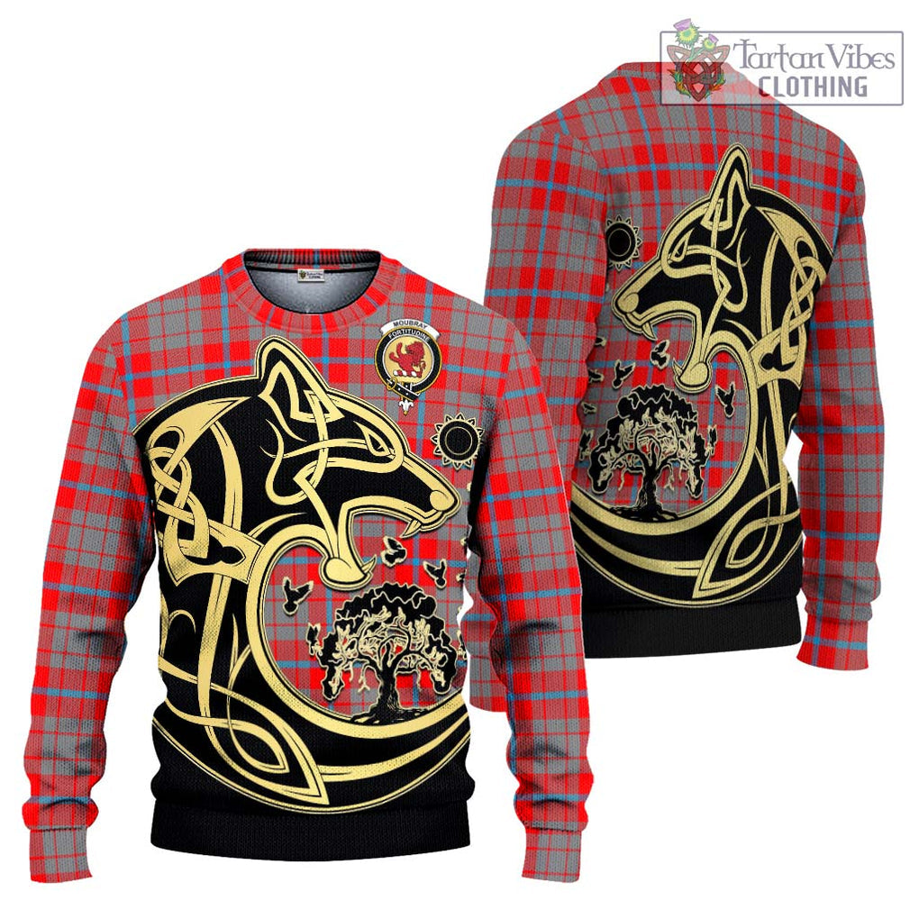 Moubray Tartan Ugly Sweater with Family Crest Celtic Wolf Style Unisex - Tartan Vibes Clothing
