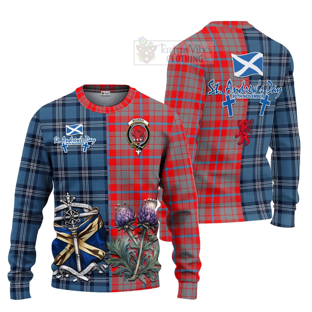 Moubray Tartan Knitted Sweater Happy St. Andrew's Day Half Tartan Style Unisex - Tartan Vibes Clothing