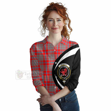 Moubray Tartan Women's Casual Shirt with Family Crest Circle Style Female - Tartan Vibes Clothing