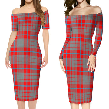 Moubray Tartan Off Shoulder Lady Dress Women's Dress - Tartan Vibes Clothing
