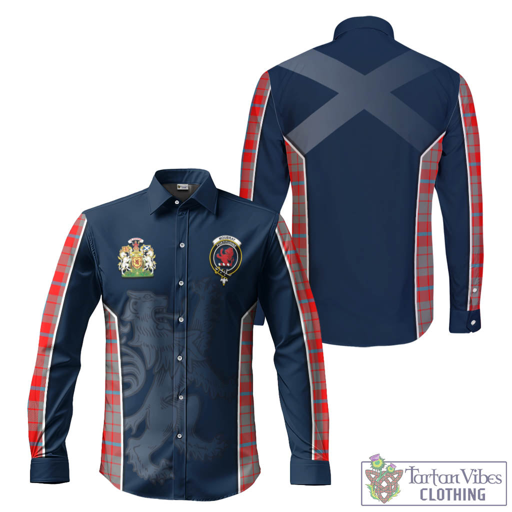 Tartan Vibes Clothing Moubray Tartan Long Sleeve Button Up Shirt with Family Crest and Lion Rampant Vibes Sport Style