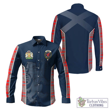 Moubray Tartan Long Sleeve Button Up Shirt with Family Crest and Lion Rampant Vibes Sport Style Men's Shirt - Tartan Vibes Clothing