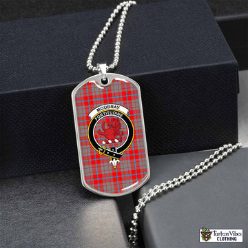 Tartan Vibes Clothing Moubray Tartan Dog Tag Necklace with Family Crest