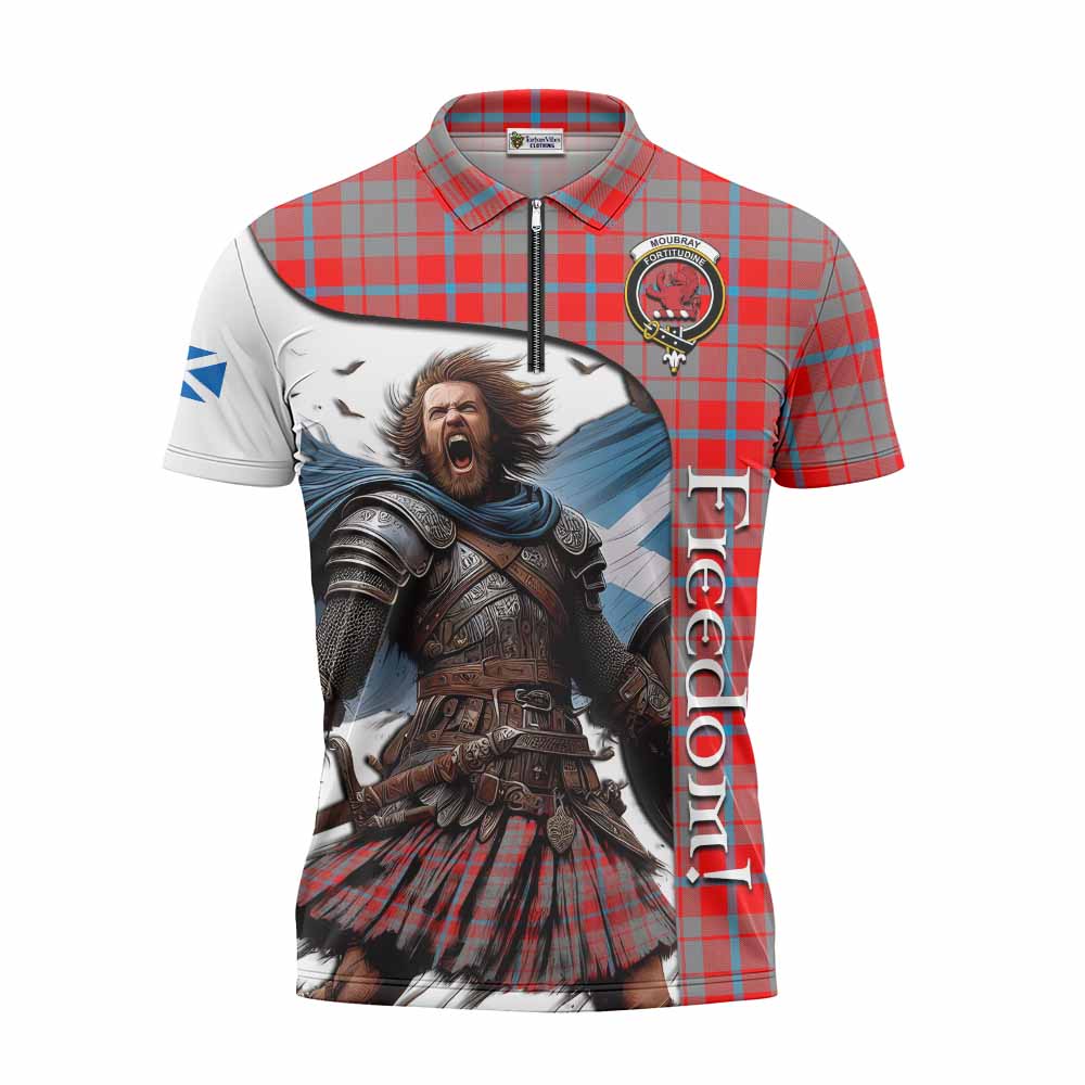 Tartan Vibes Clothing Moubray Crest Tartan Zipper Polo Shirt Inspired by the Freedom of Scottish Warrior