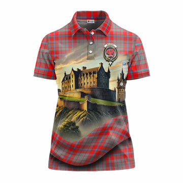 Moubray Tartan Family Crest Women's Polo Shirt with Scottish Ancient Castle Style Women - Tartan Vibes Clothing