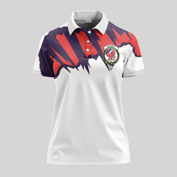 Moubray Clan Crest Women's Polo Shirt with Retro Sport Style Women - 2D-tartanvibesclothing