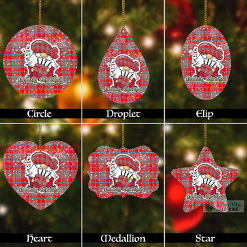 Moubray Tartan Christmas Aluminium Ornament with Scottish Gnome Playing Bagpipes Aluminium - Tartan Vibes Clothing