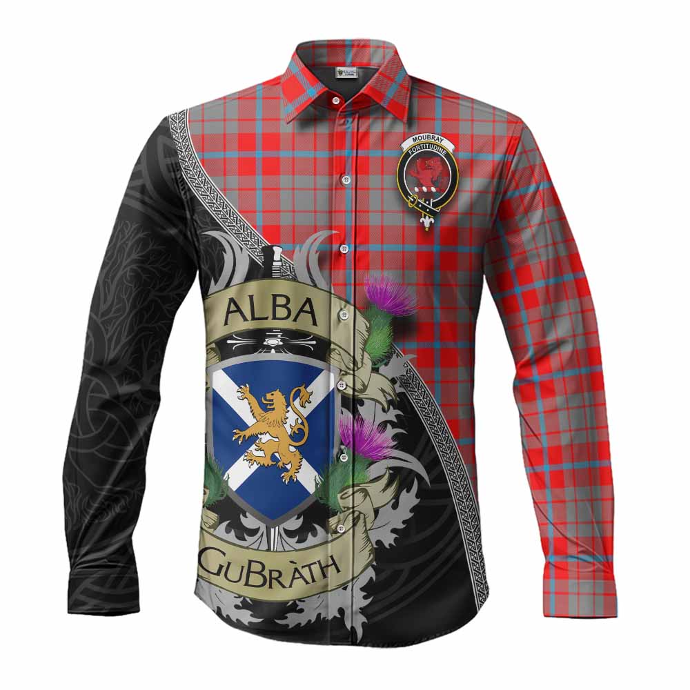 Moubray Tartan Family Crest Long Sleeve Button Shirt Lion Rampant Royal Thistle Shield Celtic Inspired Men's Shirt S - Tartan Vibes Clothing