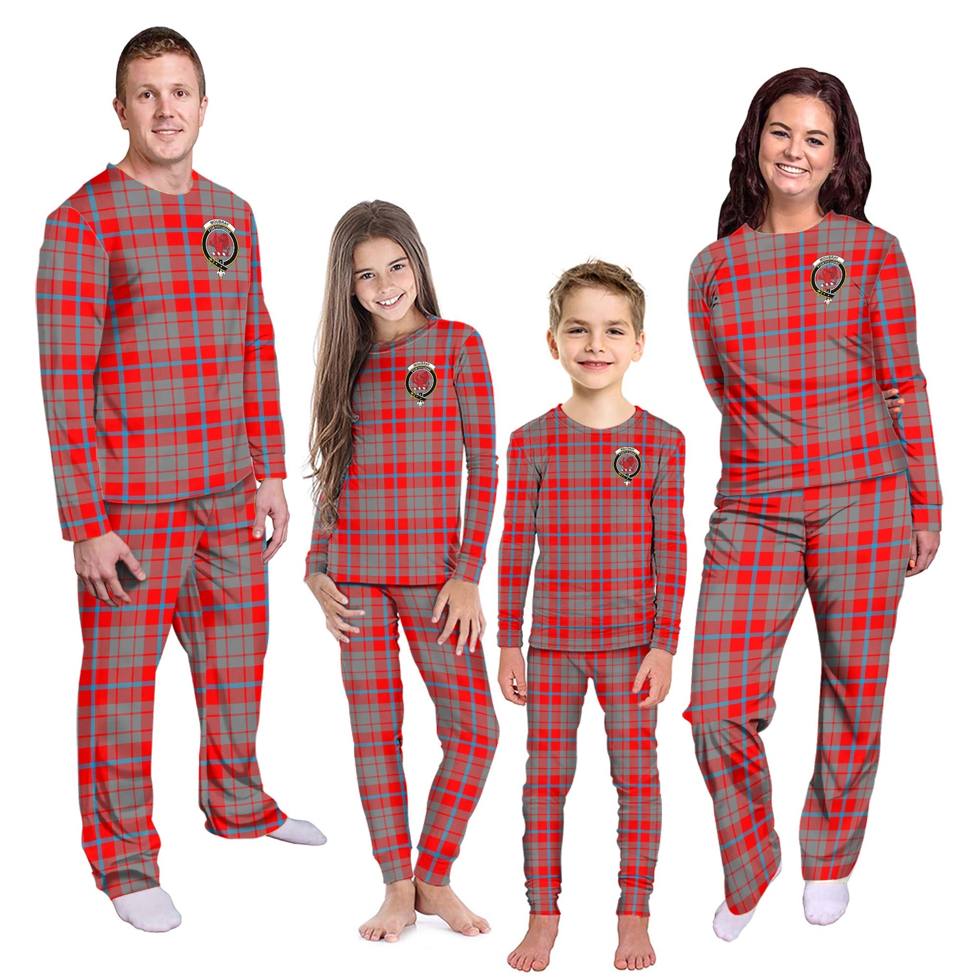 Moubray Tartan Pajamas Family Set with Family Crest Kid - Tartan Vibes Clothing