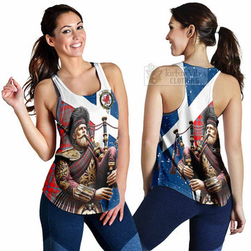 Moubray Tartan Women's Racerback Tanks with Family Crest Scottish Bagpiper Vibes 4XL - Tartan Vibes Clothing