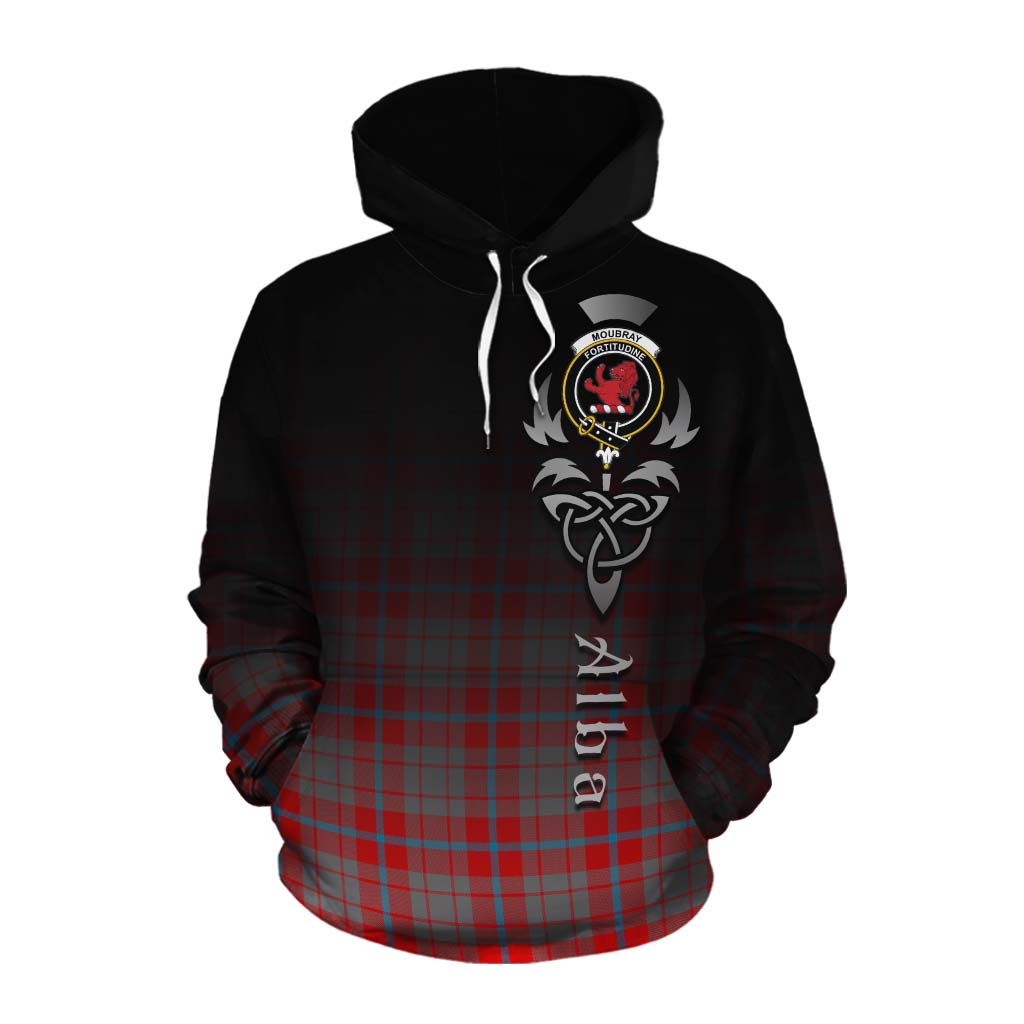 Tartan Vibes Clothing Moubray Tartan Cotton Hoodie Featuring Alba Gu Brath Family Crest Celtic Inspired
