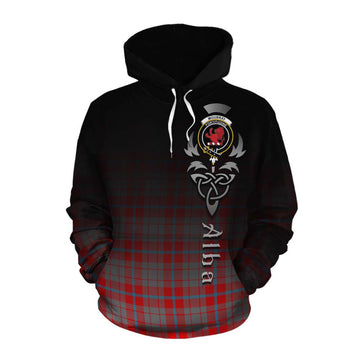 Tartan Vibes Clothing Moubray Tartan Cotton Hoodie Featuring Alba Gu Brath Family Crest Celtic Inspired