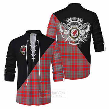 Moubray Tartan Ghillie Kilt Shirt with Family Crest and Military Logo Style Men - Tartan Vibes Clothing
