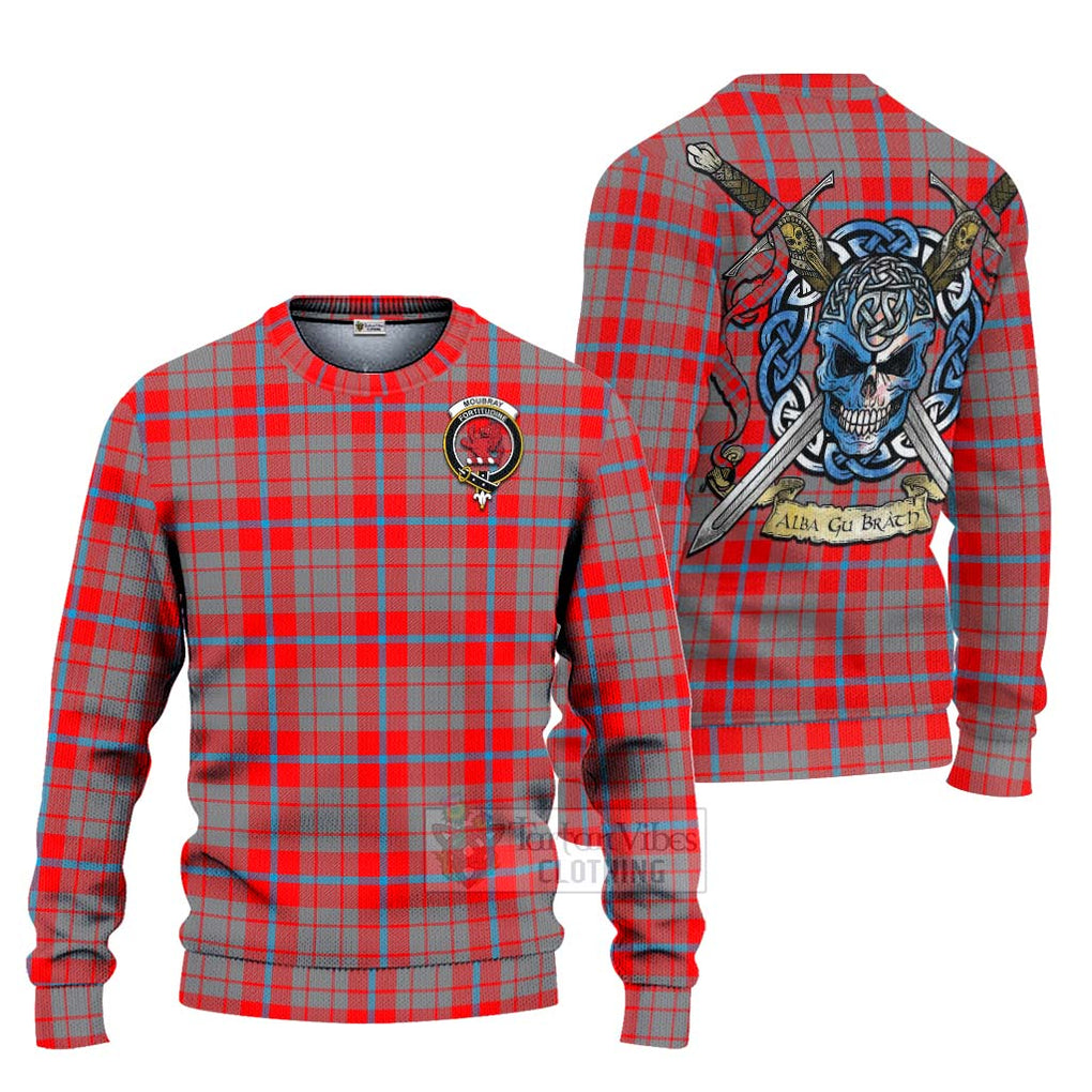 Moubray Tartan Ugly Sweater with Family Crest Celtic Skull Style Unisex - Tartan Vibes Clothing