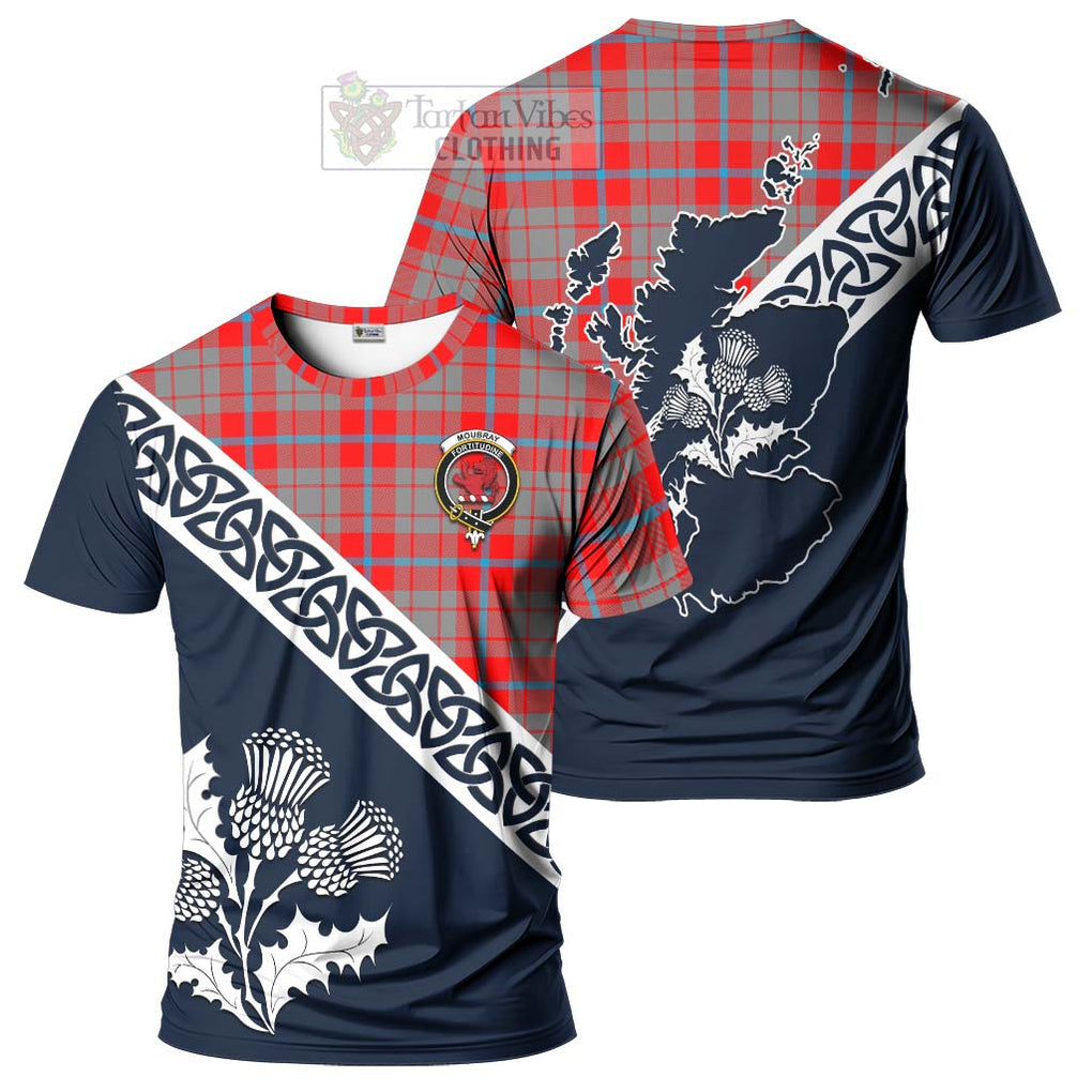 Moubray Tartan T-Shirt Featuring Thistle and Scotland Map Kid's Shirt - Tartanvibesclothing Store